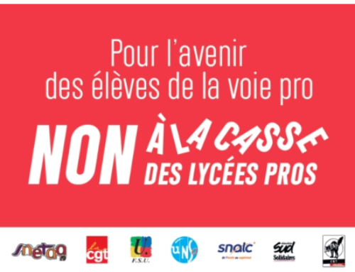 Lycée professionnel – En grève le 18 octobre pour le retrait du projet Macron