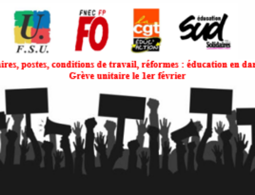 Salaires, postes, conditions de travail, réformes : éducation en danger – Grève unitaire le 1er février