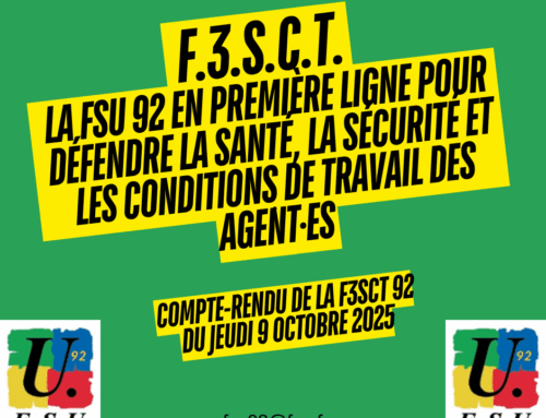 F3SCT 92 du 9 octobre 2025 : déclaration de la FSU 92 et avis