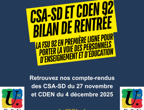 CSA-SD et CDEN bilan de rentrée : la FSU 92 en première ligne pour porter la voie de la profession