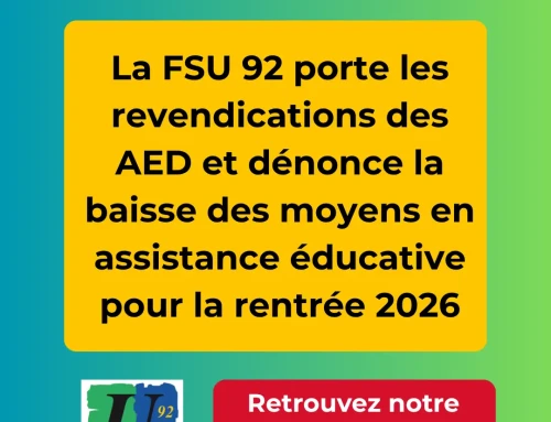 CSA-SD 92 assistance éducative : la FSU dénonce le manque de moyens en AED pour la rentrée 2026